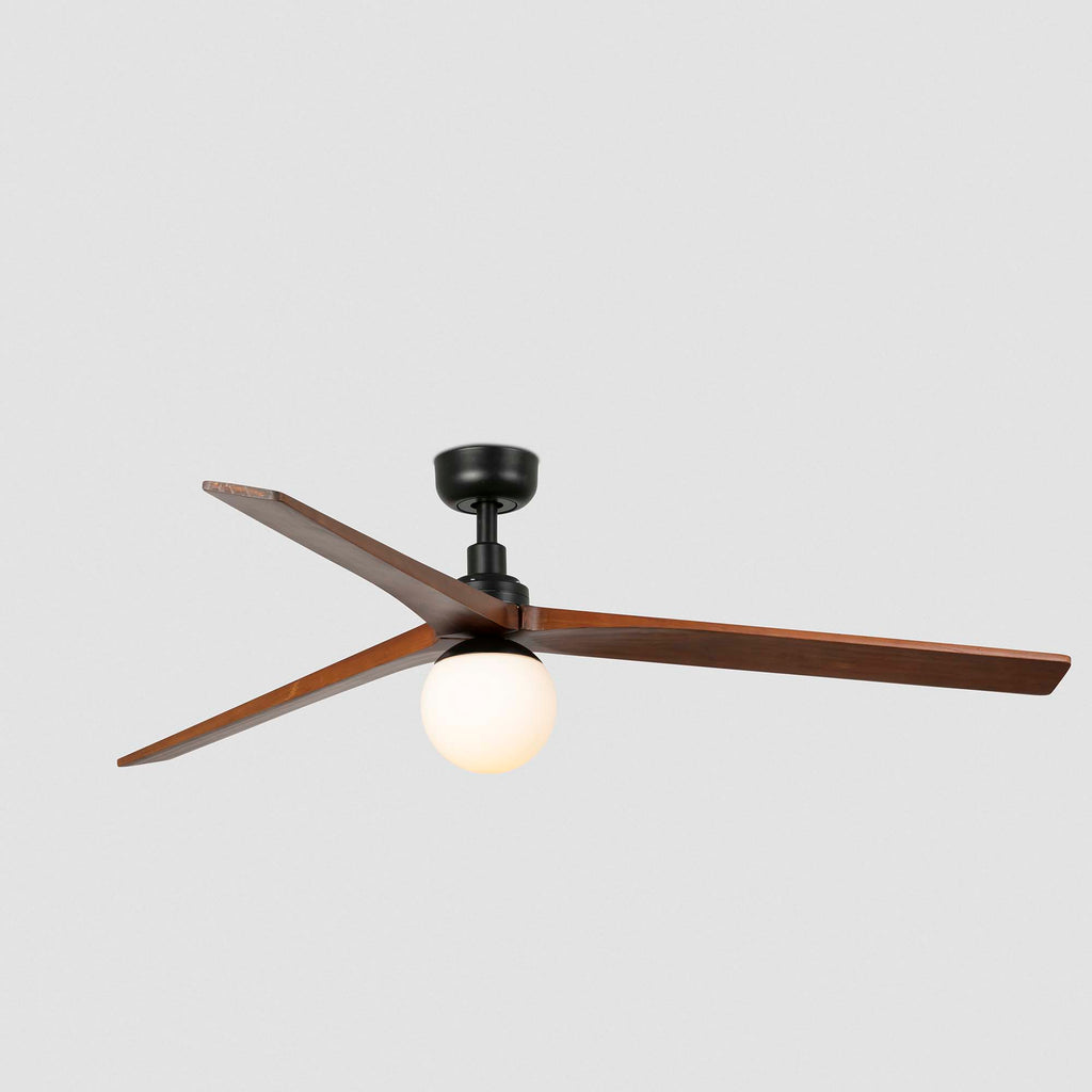 Ventilador de techo negro KLIM L FARO serie 3429 con luz E27, diseño interior en nogal, ref. 34276-11L