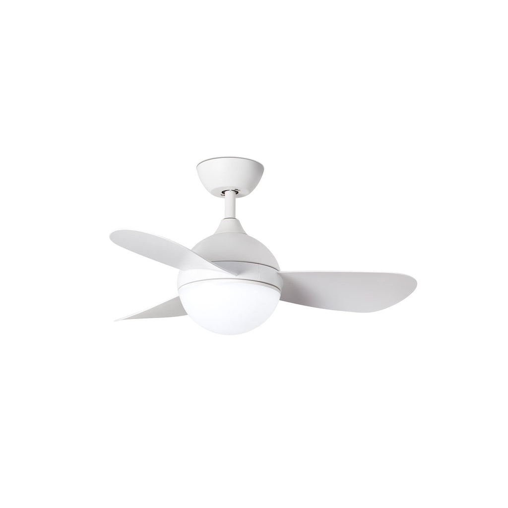 Ventilador de techo blanco FARO 3430 con luz LED, motor DC silencioso y mando a distancia, Ref 34300, ideal para ventilación eficiente