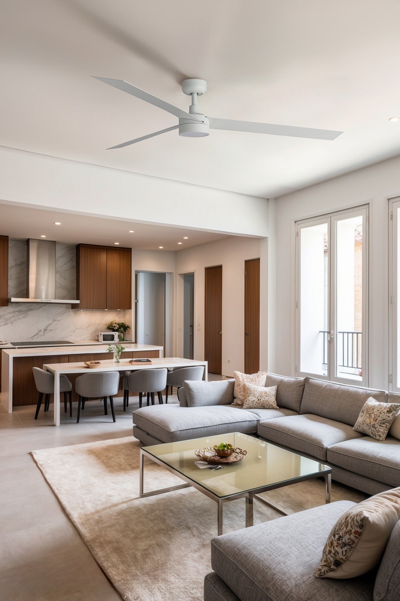 Ventilador de techo LED blanco Cruiser XL FARO Serie 3431 Ref. 34292-1TW LUZGURU diseño moderno silencioso con luz integrada DC