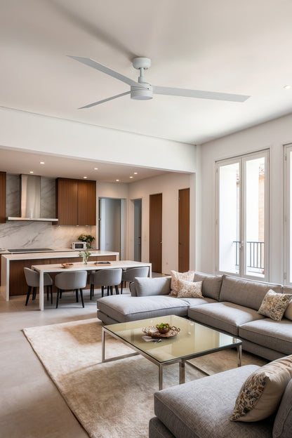 Ventilador de techo LED blanco Cruiser XL FARO Serie 3431 Ref. 34292-1TW LUZGURU diseño moderno silencioso con luz integrada DC