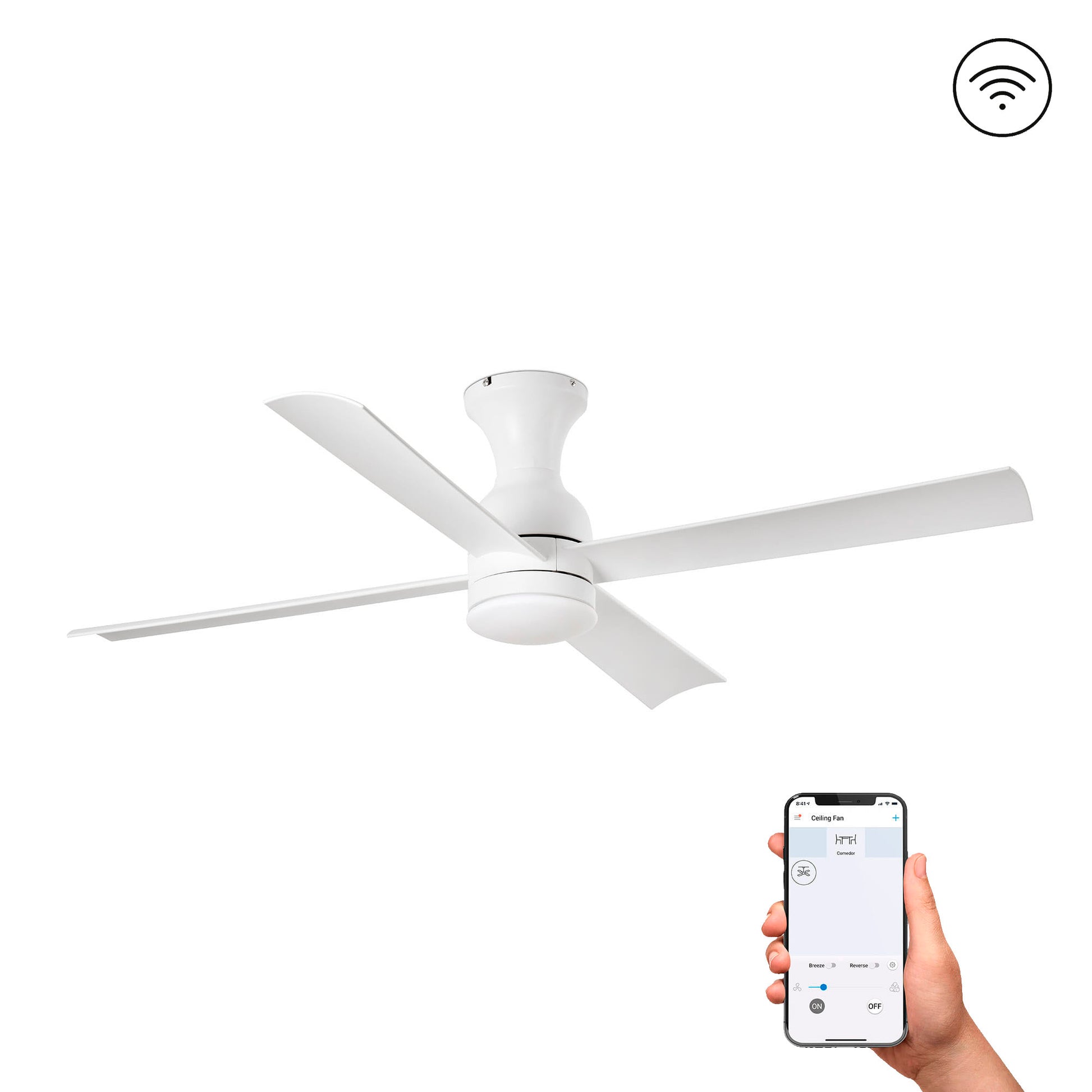 Ventilador de techo LED blanco FARO FRASER M diseño moderno ref 33756 con luz integrada para ventilación eficiente