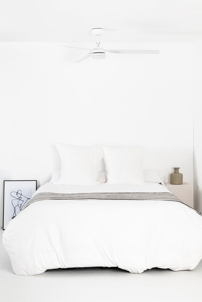 Ventilador de techo LED blanco silencioso FARO 33814 con 6 velocidades, bajo consumo, mando a distancia y función inversa