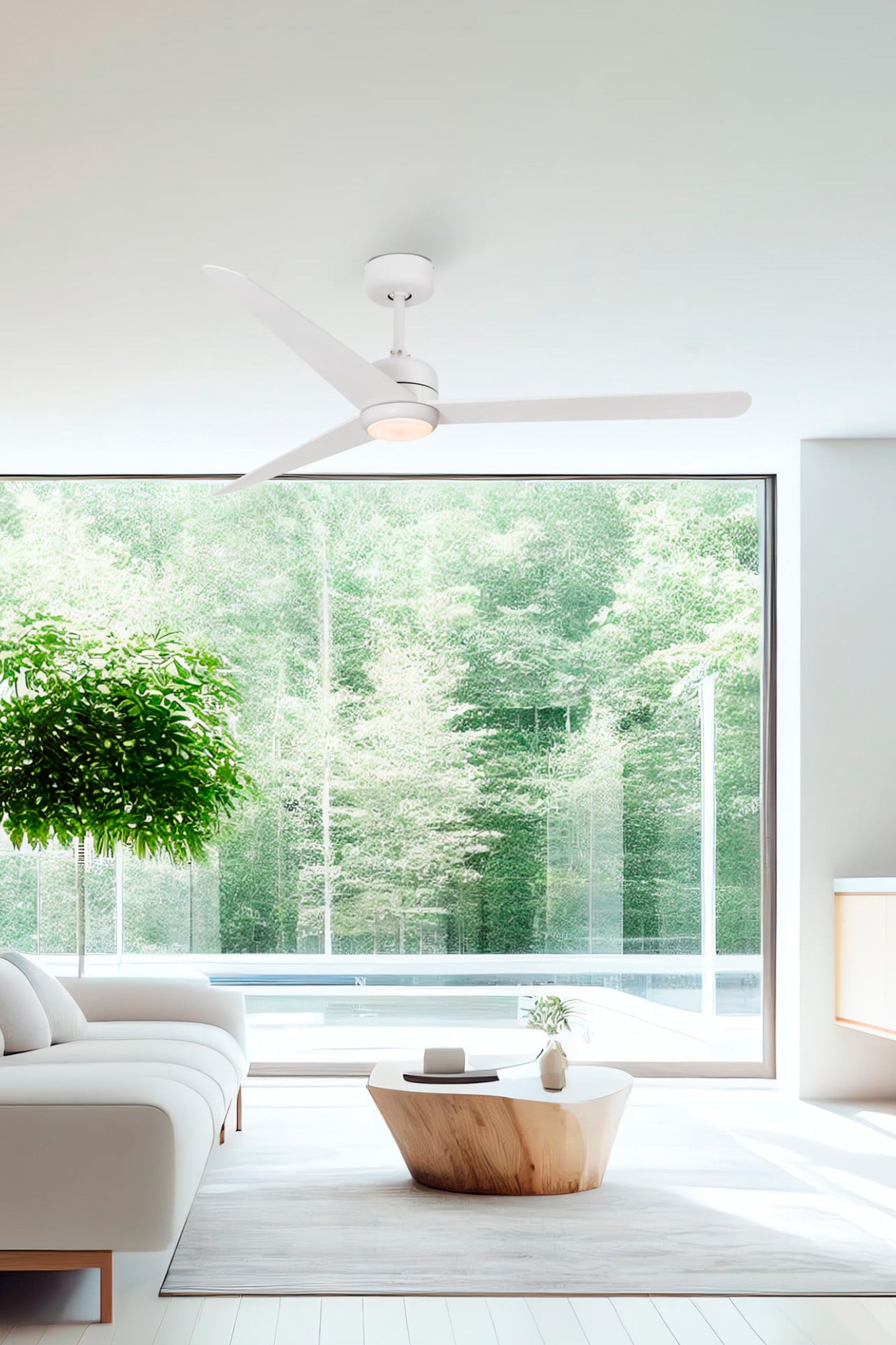 Ventilador de techo LED blanco silencioso FARO 3394 referencia 33722 LUZGURU con motor DC moderno para interiores