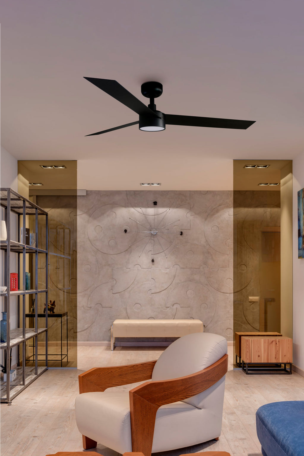 Ventilador de techo LED negro moderno FARO Cruiser L con luz integrada, diseño silencioso y ventilación eficiente para interiores | Ref: 34291-1TW