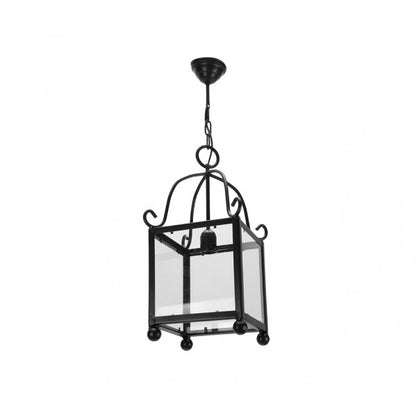 Farol de forja negro Monasterio de Fabrilamp/Abrila, ideal para decoración rústica.  luzguru.com