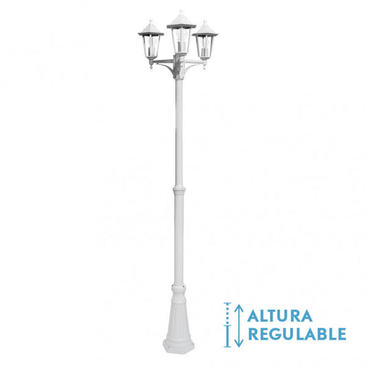 Farola Exterior Aluminio Auriga 3xE27 Blanco IP44 - Vista frontal