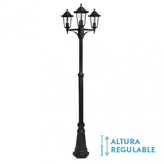 Farola de Exterior Auriga 3 Luces E27 Aluminio Negro Fabrilamp - vista principal | Fabrilamp / Abrila
