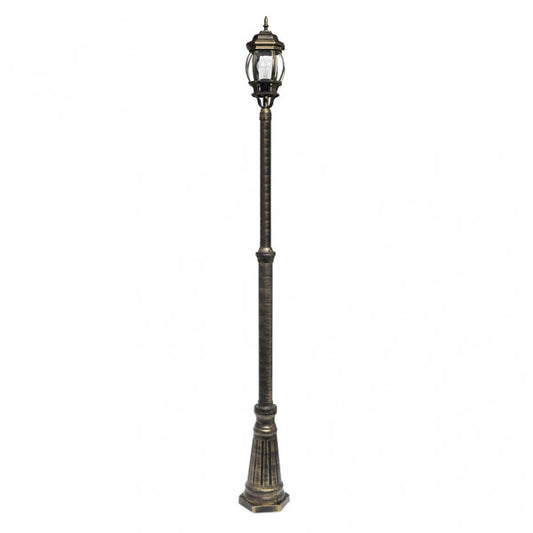 Farola Exterior Caelum 1xE27 Aluminio Negro y Oro IP44 Fabrilamp - vista principal | Fabrilamp / Abrila
