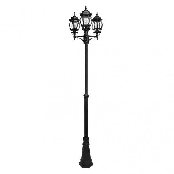 Farola Exterior Aluminio Caelum 3xe27 Negro IP45 228x55x55 cm - Fabrilamp