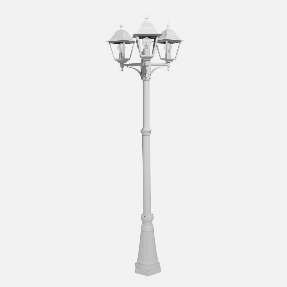Elegante farola blanca ideal para iluminar senderos exteriores