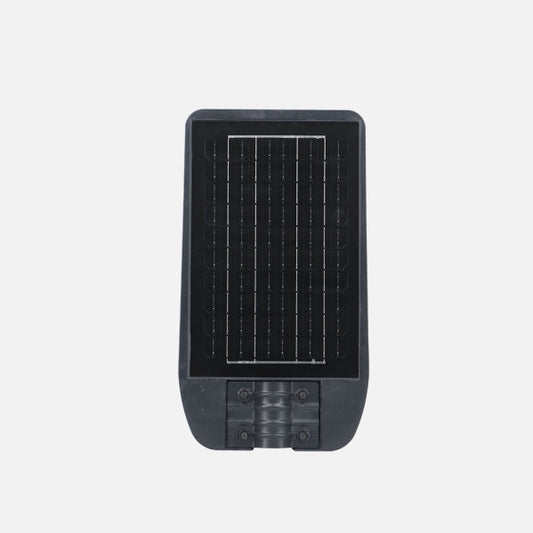 Farola Solar LED Bazan 100W Gris 1400lm Blanco Frío Fabrilamp instalada en ambiente decorativo de salón o dormitorio | Fabrilamp / Abrila