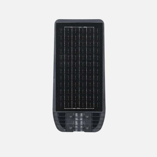 Farola Solar LED Bazan 200W Gris 2890lm IP65 con Sensor y Mando Fabrilamp instalada en ambiente decorativo de salón o dormitorio | Fabrilamp / Abrila