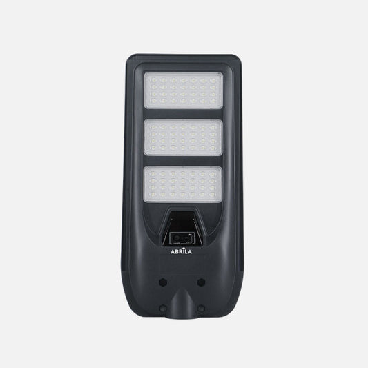 Farola Solar LED Bazan 200W Gris 2890lm IP65 con Sensor y Mando Fabrilamp - Vista frontal principal en fondo blanco | LuzGurú