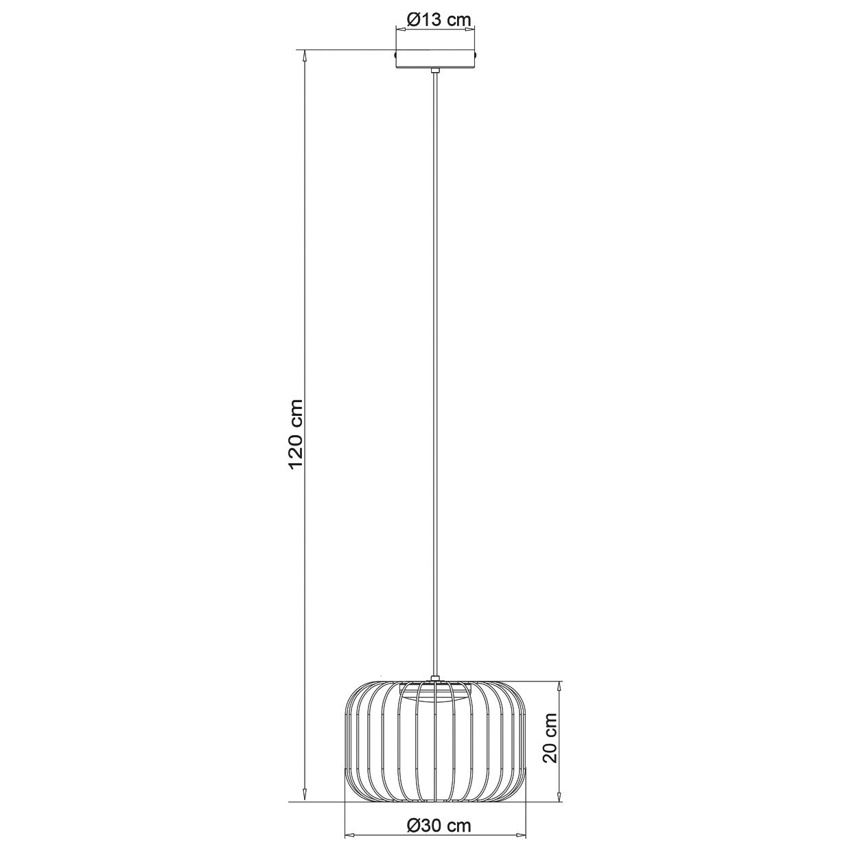 Esquema con dimensiones del colgante LED Egon negro ALEMAR