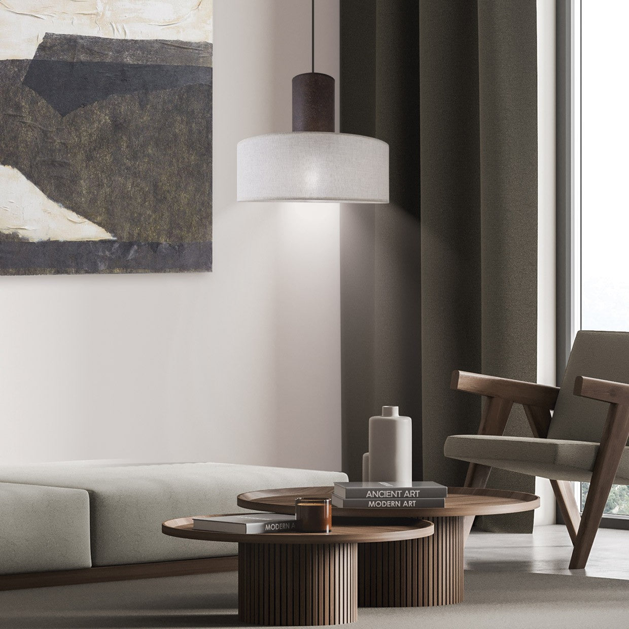 Lámpara colgante Brandy instalada en comedor moderno - Ambiente decorado