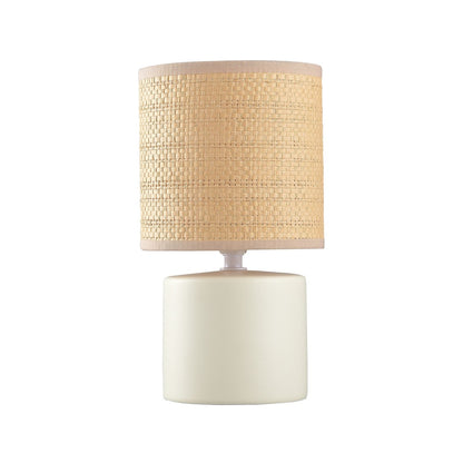 Lámpara sobremesa Malia blanco natural ALEMAR con pantalla rafia - Vista principal