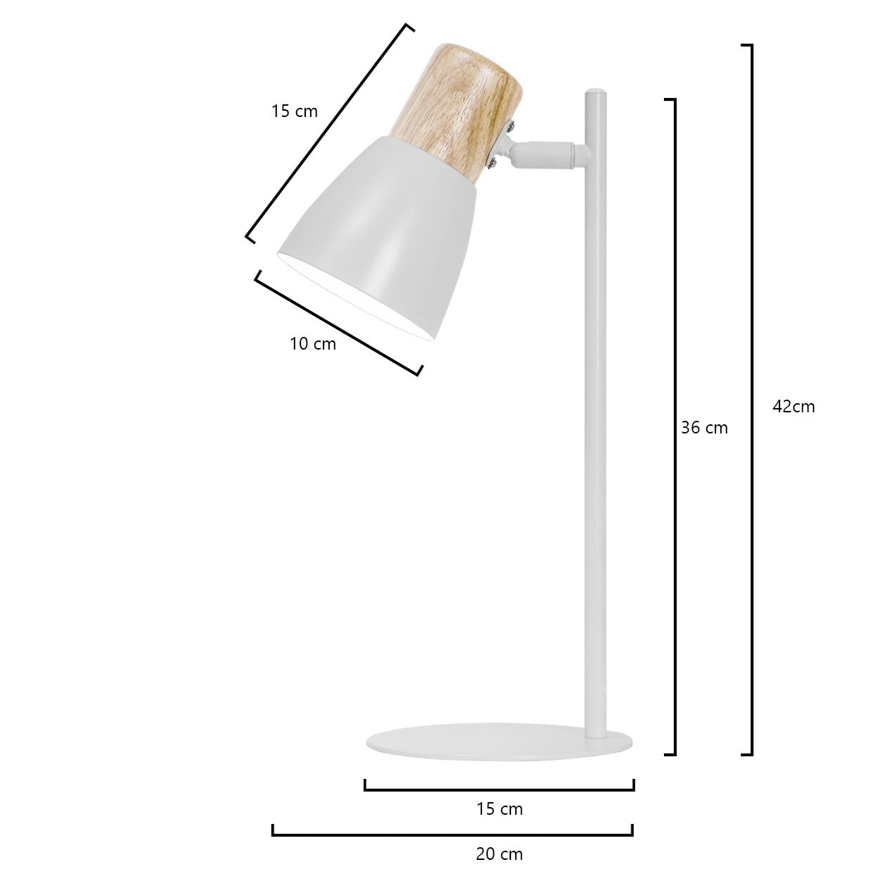 Flexo CABIN AJP/Alemar Ref. 10987: medidas detalladas.  Diseño blanco y madera. Luzguru.com
