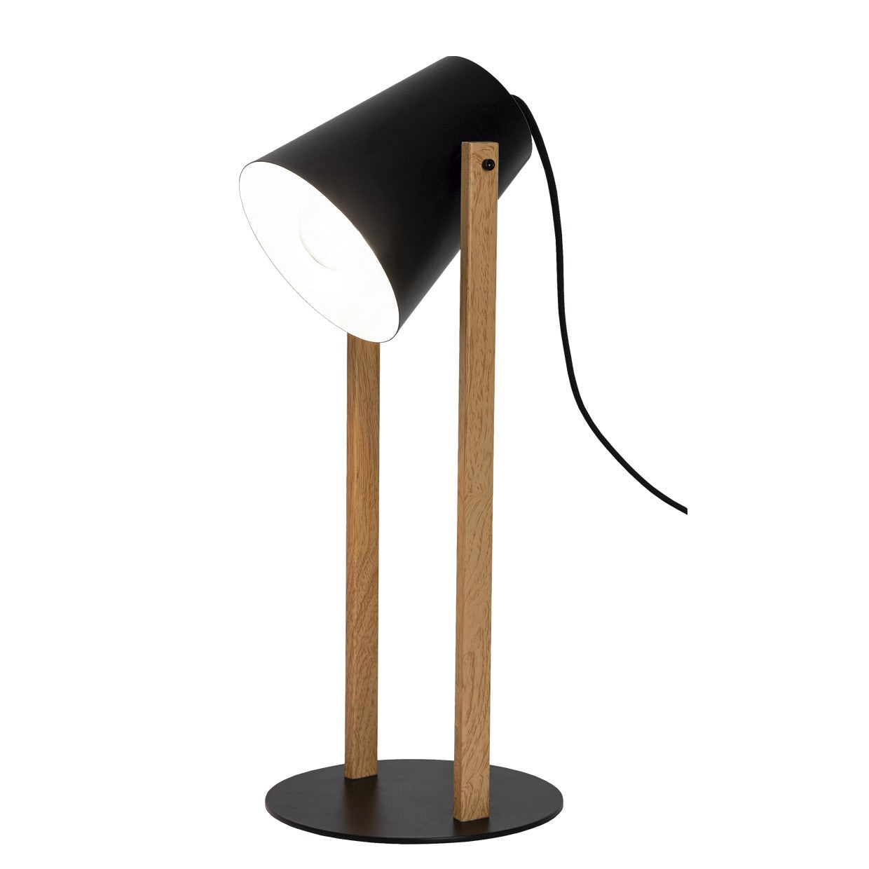 Flexo Chester AJP/Alemar 11035: Dimensiones de la lámpara de escritorio moderna en negro y madera.  Iluminación elegante y funcional para tu hogar u oficina.  Compra en luzguru.com
