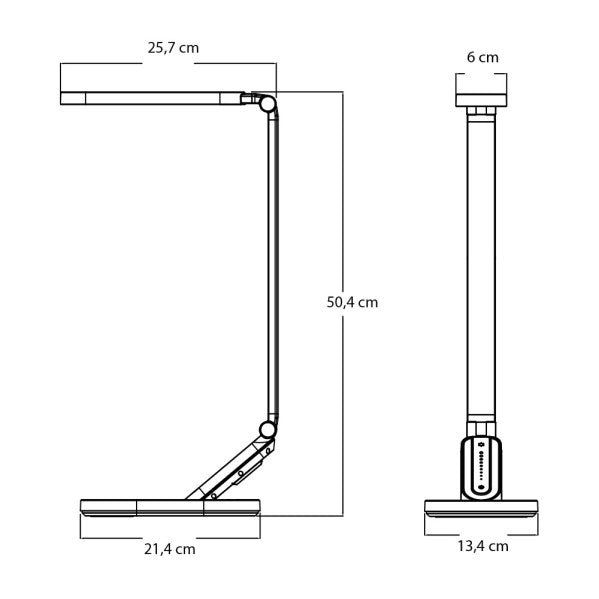 Flexo Enfoque 10W blanco, detalle del panel táctil y puerto USB.