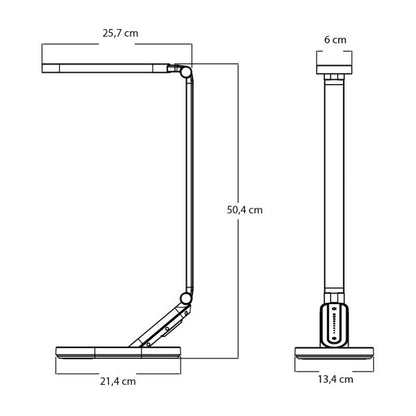 Flexo Enfoque 10W blanco, detalle del panel táctil y puerto USB.