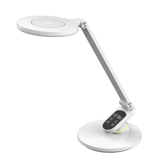 Flexo LED Hamlet Blanco Fabrilamp / Abrila con Reloj y Alarma, Ref. 204471001