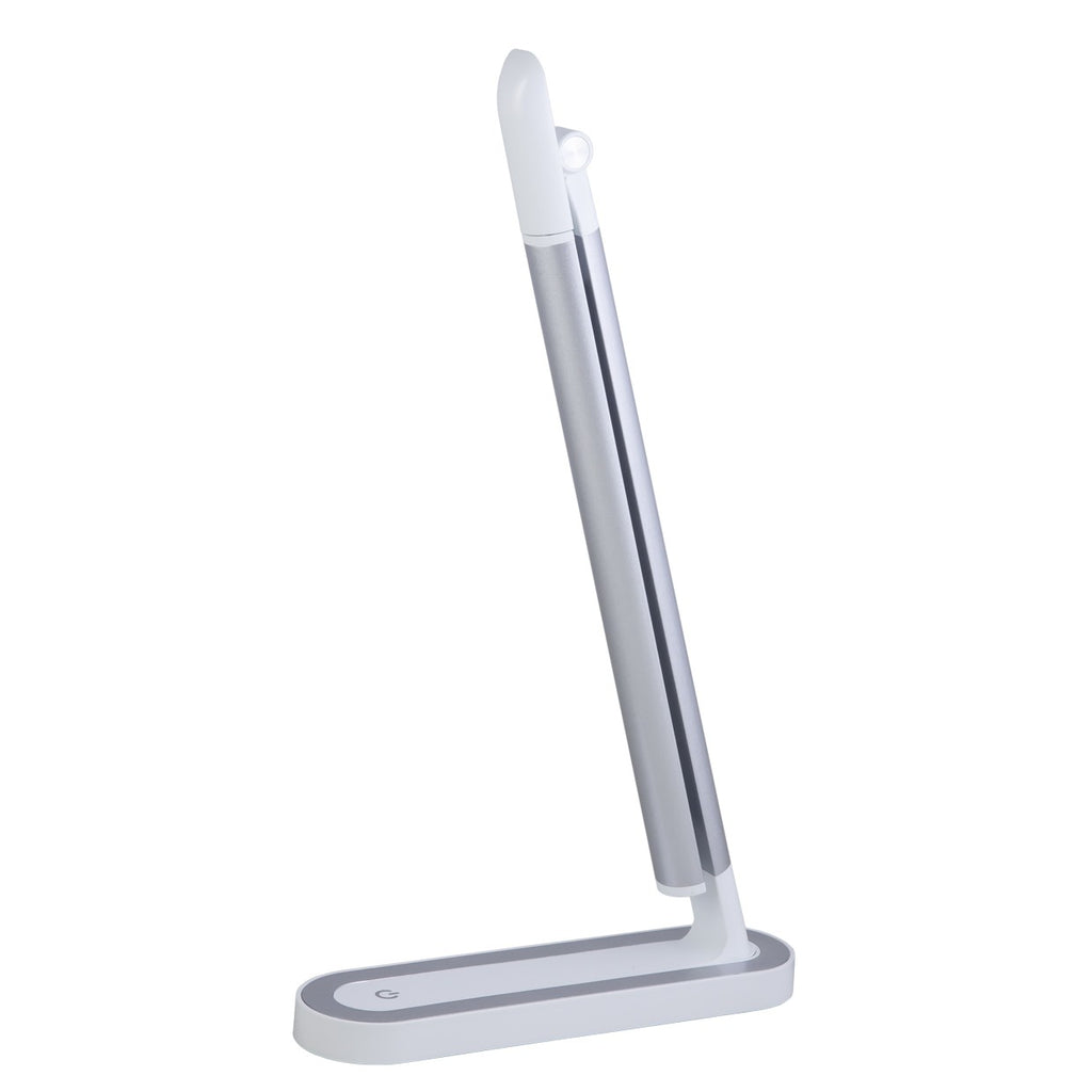 Flexo Karim Plata LED 10W AJP/Alemar (Ref. 10993): Medidas detalladas. Ilumina tu espacio con estilo y eficiencia energética.  Luzguru.com
