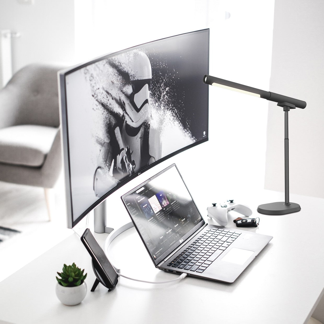 Flexo LED Aura Negro 8W AJP/Alemar (Ref. 11594) - Dimensiones: [Insertar dimensiones aquí].  Luzguru.com
