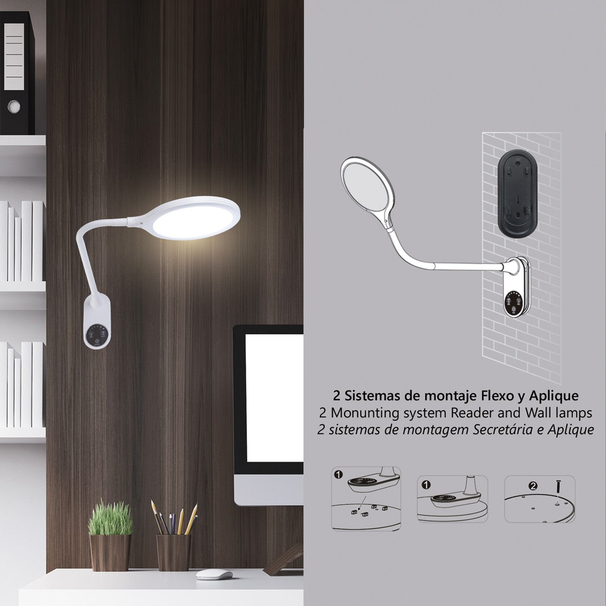 Medidas Flexo LED Edgar Blanco 9W AJP/Alemar (Ref. 11588) - luzguru.com
