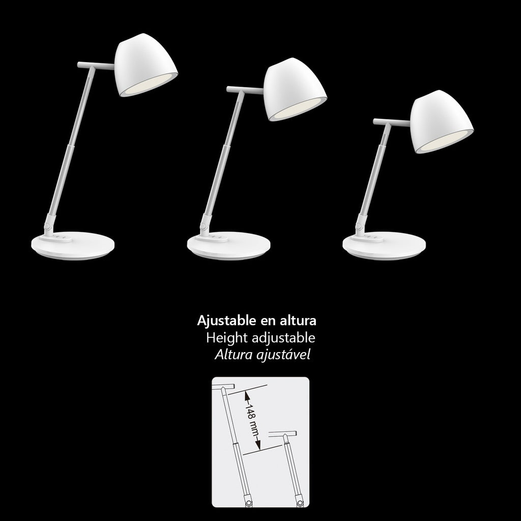 Flexo LED Foster Blanco 8W AJP/Alemar (Ref. 11469) - Dimensiones. Luz regulable, diseño moderno. luzguru.com
