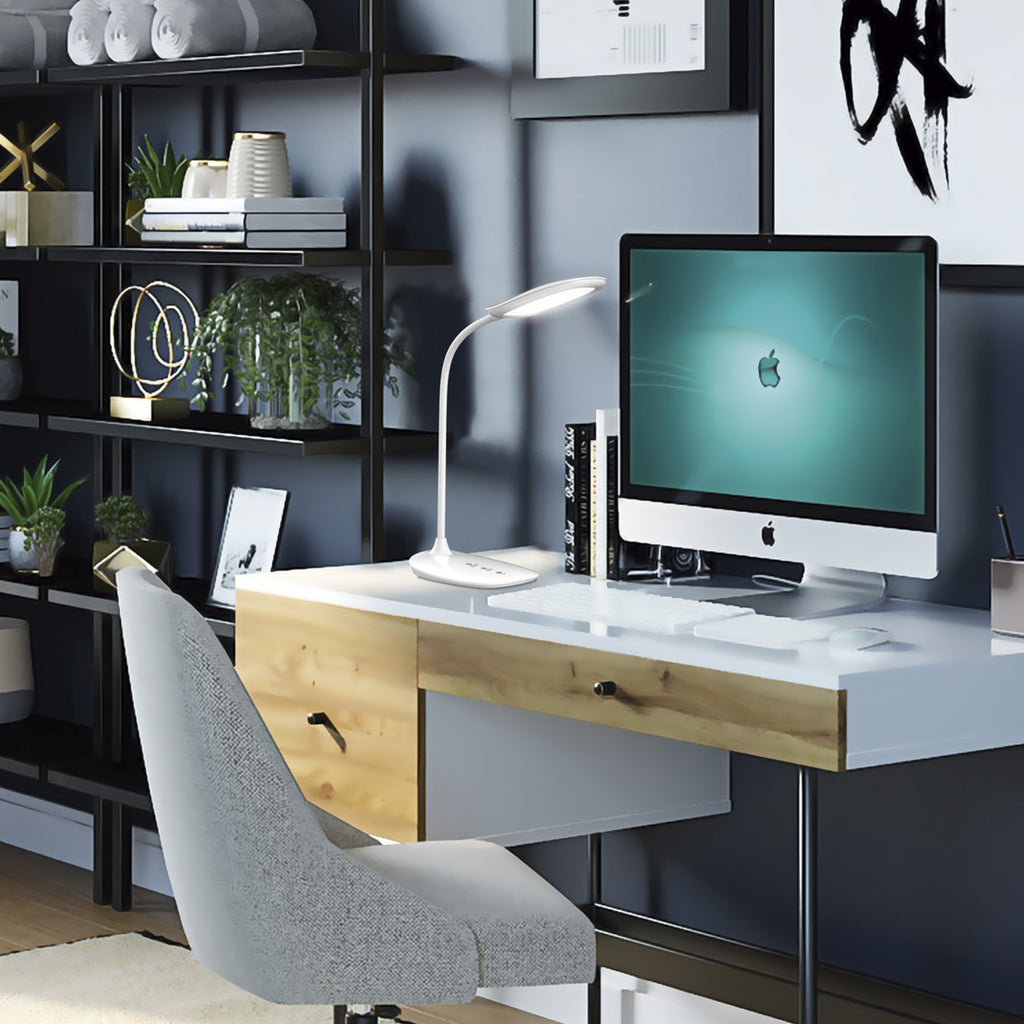 Flexo LED Navia Blanco 10W AJP/Alemar - Ref. 11470 - Medidas. LuzGuru.com
