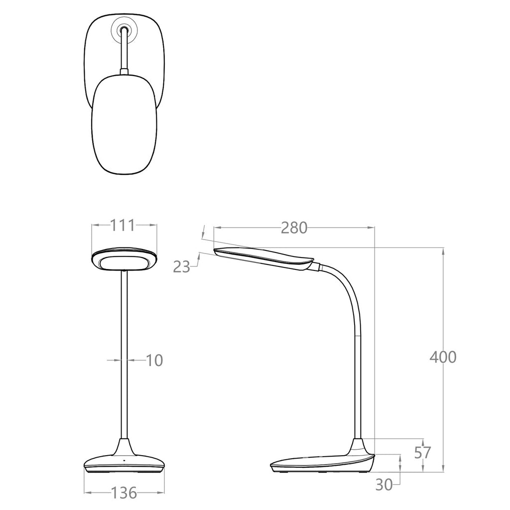 Flexo LED Navia Blanco 10W AJP/Alemar (Ref. 11470) - Dimensiones: [Insertar Dimensiones Aquí]. Iluminación eficiente y práctica con cabezal orientable y interruptor táctil.  Compra ahora en luzguru.com
