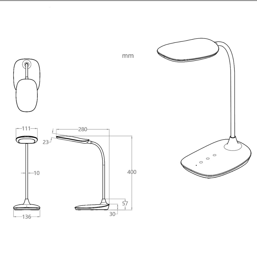 Medidas Flexo LED Navia Negro 10W AJP/Alemar Ref. 11590 - luzguru.com

