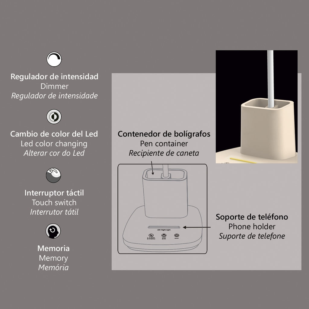 Flexo LED Neck Beige AJP/Alemar (Ref. 11592) - Dimensiones: [inserta medidas aquí] - Iluminación elegante y funcional para tu hogar. LuzGuru.
