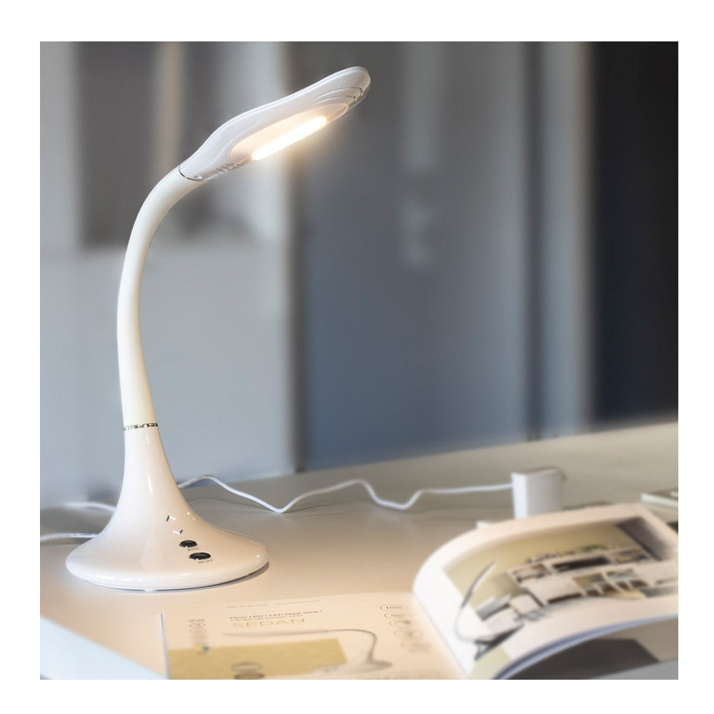 Flexo LED de Escritorio Sedan 10W Blanco Táctil CristalRecord - imagen 2 | CristalRecord
