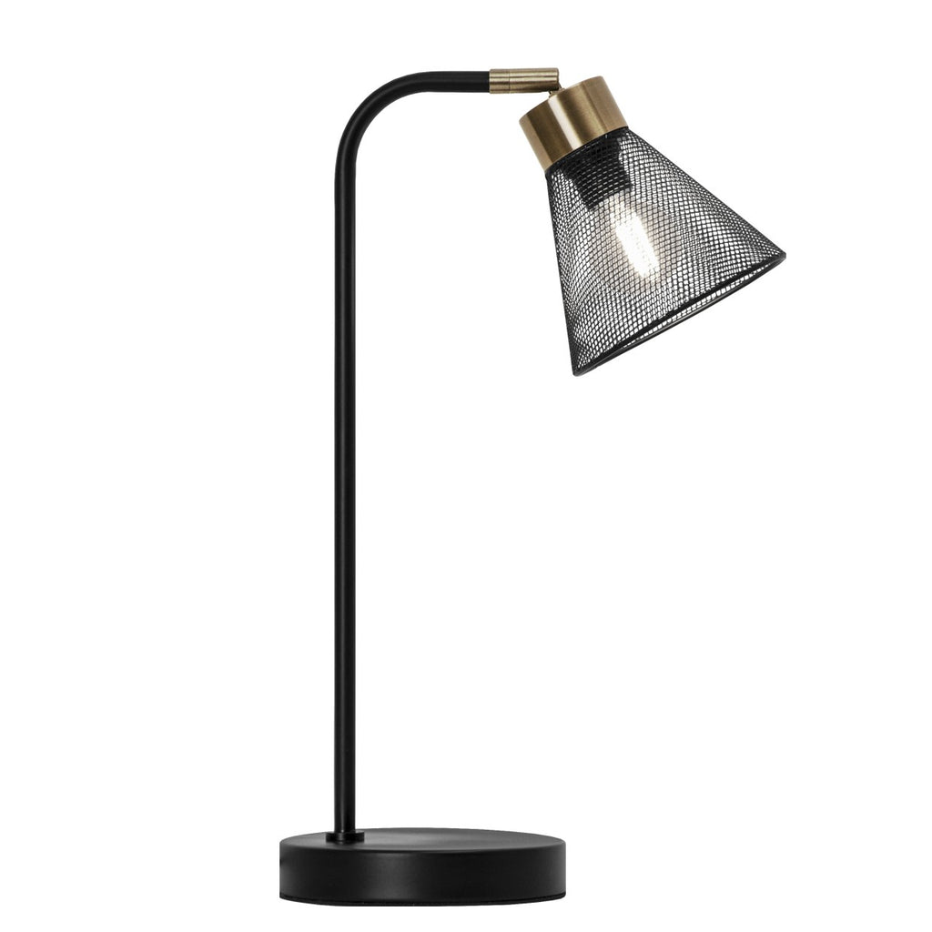 Flexo Manila Negro AJP/Alemar (Ref. 11039): Dimensiones detalladas. Elegante flexo de metal y cuero, ideal para iluminar tu espacio con estilo. LuzGuru.com
