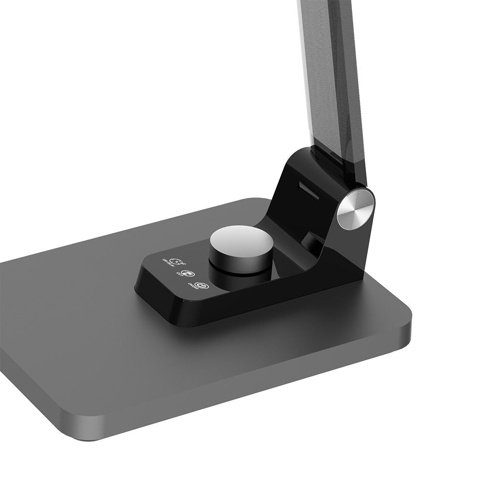 Flexo fabricado en aluminio color gris, con luz LED integrada