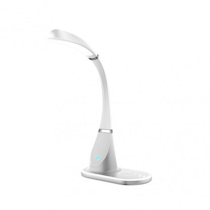 Flexo Rejalgar LED Blanco y Cromo, vista lateral mostrando la flexibilidad del brazo, luzguru.com