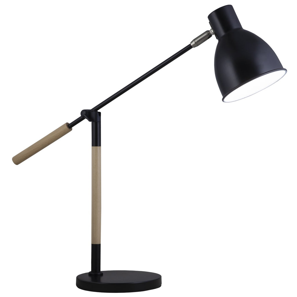 Flexo Ristori Negro-Madera AJP/Alemar (Ref. 10994) - Medidas: [Insertar medidas aquí]. Lámpara de sobremesa elegante para escritorio u oficina. LuzGuru.com
