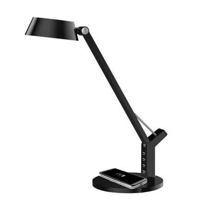 Flexo Soroya Negro 8W LED con cargador inalámbrico Qi, mostrando su diseño elegante y moderno.