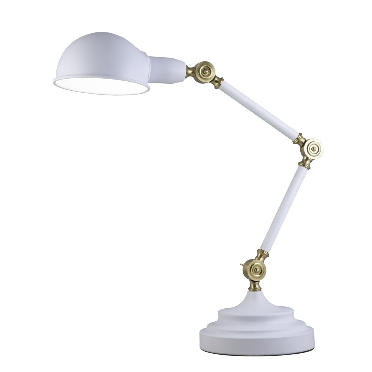Flexo TADAO Blanco Mate-Oro AJP/Alemar (Ref. 10934) - Medidas: Diseño elegante, base metálica, luz cálida (bombilla E14 no incluida).  Compra en luzguru.com
