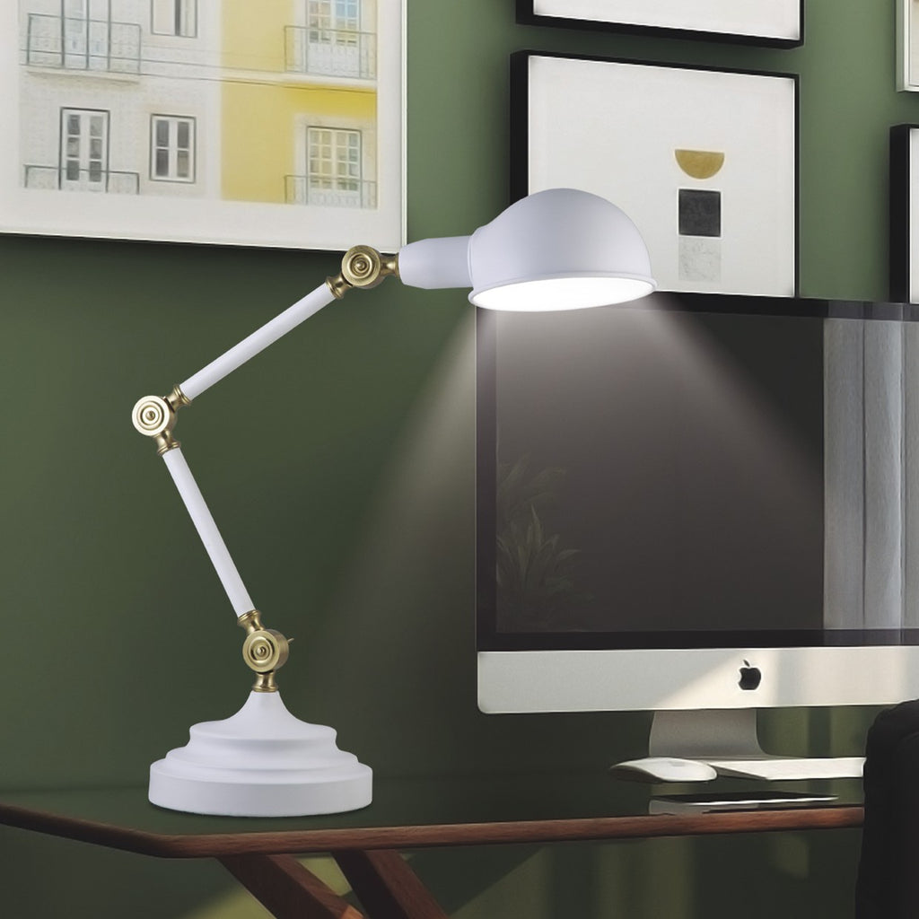 Flexo TADAO Blanco Mate-Oro AJP/Alemar (Ref. 10934) - Luzguru.com: Dimensiones detalladas para una iluminación elegante y sofisticada en tu espacio.
