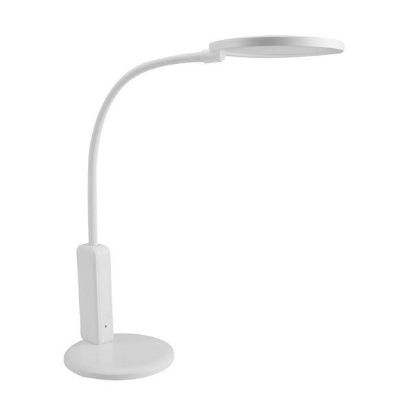 Flexo Verne 7w LED inalámbrico blanco de Fabrilamp, con control táctil y regulable, ideal para escritorio.