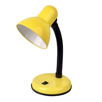 Flexo Yodo Amarillo E27 de Fabrilamp, vista frontal. Iluminación ideal para escritorio.