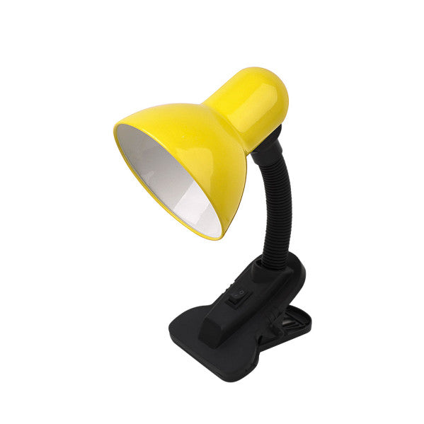 Flexo Yezco amarillo y negro con pinza, flexible y orientable. Fabrilamp.