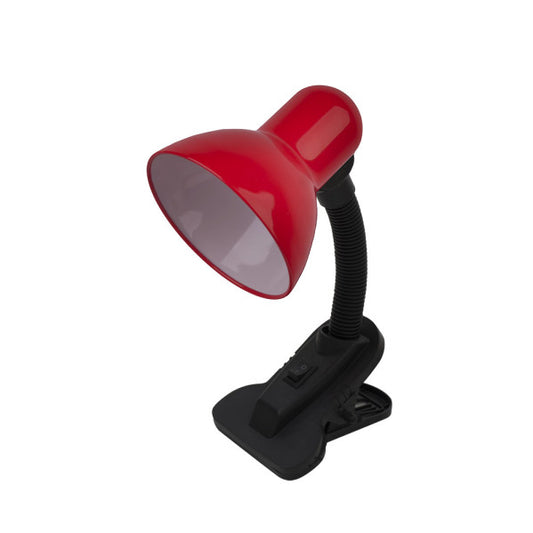 Flexo Yezco Rojo con pinza, flexible y orientable de Fabrilamp. Perfecto para escritorios y mesas.