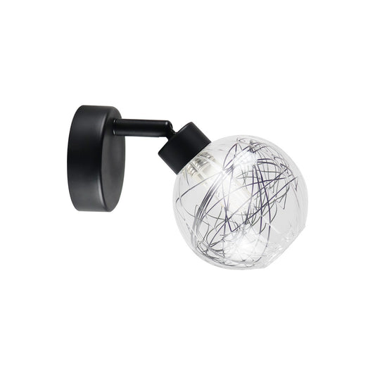 Aplique de Pared Rolo Negro con Tulipa de Cristal Alemar - vista principal | AJP / Alemar