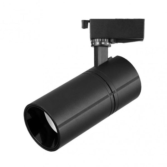 Foco de carril ANZO negro de 20W, 2700K, 1800 lúmenes, ángulo de 36º, orientable 330º.