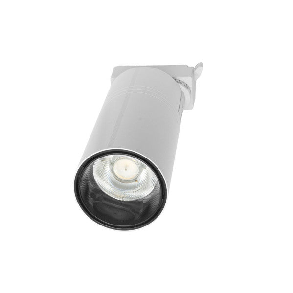 Foco de carril Anzo 20W 6000K blanco, mostrando su ángulo de iluminación de 36 grados.