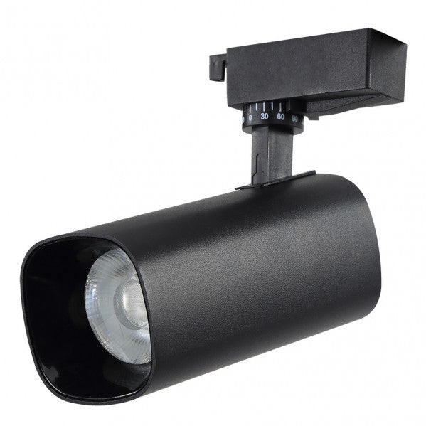 Foco de carril Alfil negro 30W 2700K - Vista frontal