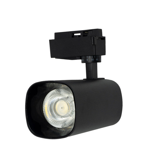 Foco de carril Alfil negro 30W 2700K - Detalle del diseño